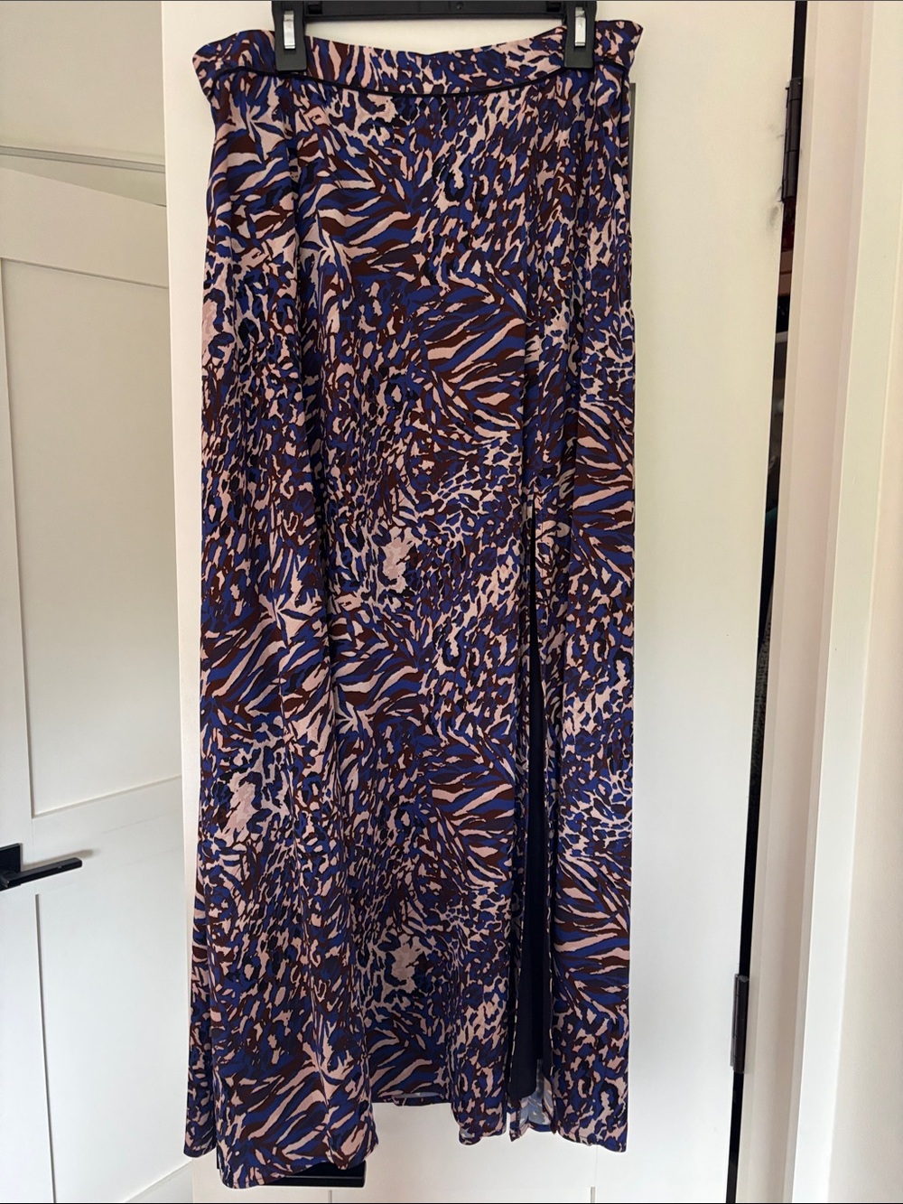 Reiss Blue and Brown Printed Maxi Skirt